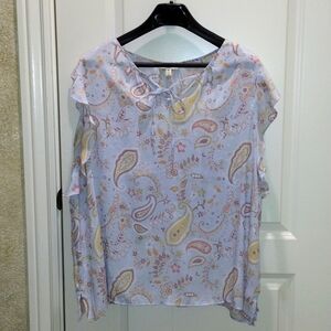 Como Blu Floral Paisley Ruffle Sleeve Top Blouse Sz 2X NWT